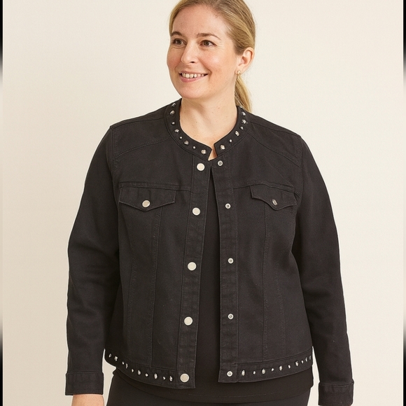 Lark Lane Black Cotton Spandex Military Collar Womens Jacket Sz 12 - Picture 1 of 4